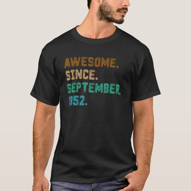 70-årig gåva Fantastisk sedan september 1952 70 T Shirt (Framsida)