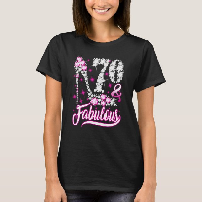 70 års ålder 70 och Fabulous 70:e födelsedag Rosa  T Shirt (Framsida)