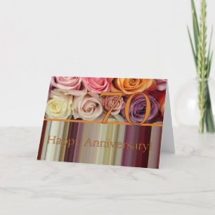 70-års bröllopsdagskort -Pastellrosa rand Kort