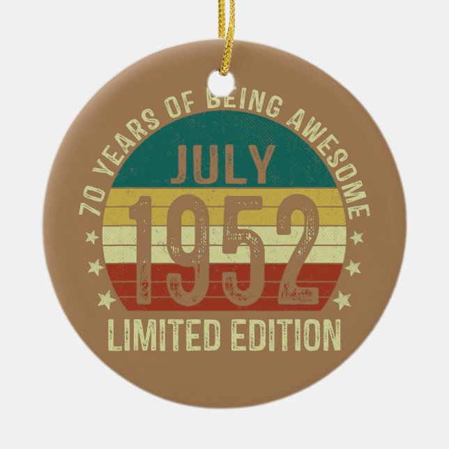 70 års födelsedag juli 1952 Begränsad utgåva 70:e Julgransprydnad Keramik (Framsidan)