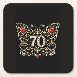 70-års födelsedag juveler diamonds fjäril underlägg papper kvadrat