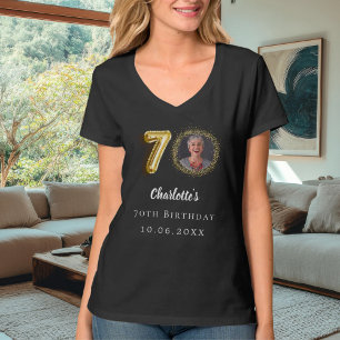 70-års födelsedag svart guld foto t shirt