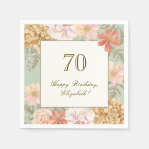 70-års födelsedags servett höstfärg blommande salv