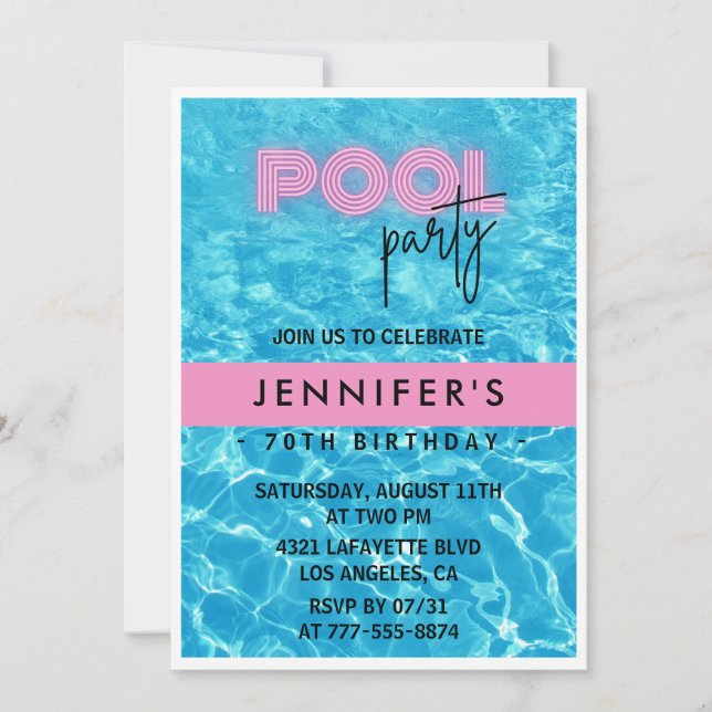 70-års födelsedagsinbjudningar Poolparty sommar Inbjudningar (Framsida)