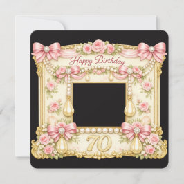 70-års födelsedagskort Marie Antoinette stil rosa Inbjudningar