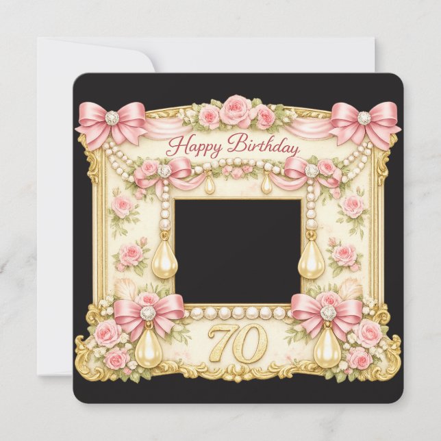 70-års födelsedagskort Marie Antoinette stil rosa  Inbjudningar (Framsida)