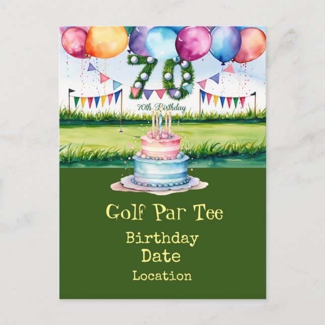 70-års golf födelsedag Par Tee fest inbjudan (Framsida)