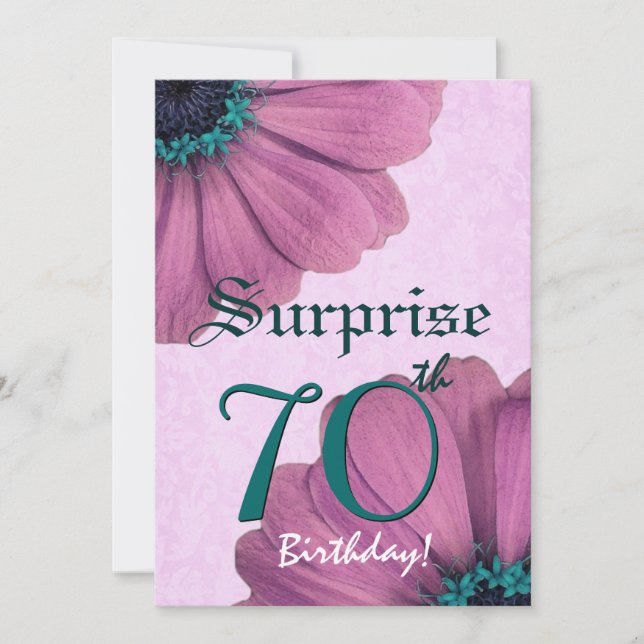 70-års överraskningsfödelsedag Rosa Tusenskönor E0 Inbjudningar (Framsida)