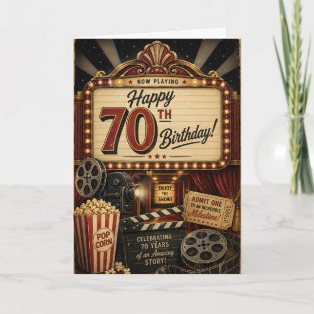 70-års vintage födelsedag kort (Framsida)