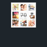 70-årsdag anpassningsbar fotokollage white monogra canvastryck<br><div class="desc">En unik 70-årsdagspresent eller keepsaké som firar sitt liv med en kollage av 8 av dina foton. Lägg till bilder från hennes familj,  vänner,  sällskapsdjur,  hobbieser eller drömresmål. Anpassa och lägg till namn,  70 år och ett datum. Grått och svart färgad brev. En vit chic bakgrund.</div>