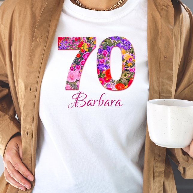 70-årsdag blommigt gäst med hederströja t shirt (Skapare uppladdad)
