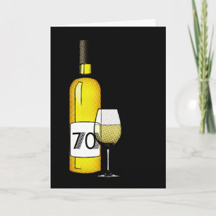 70-årsdag eller årsdag: vin flaska & glas kort