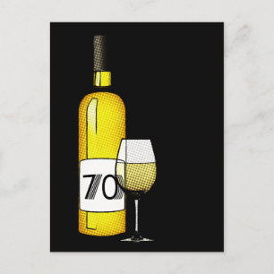 70-årsdag eller årsdag: vin flaska & glas vykort