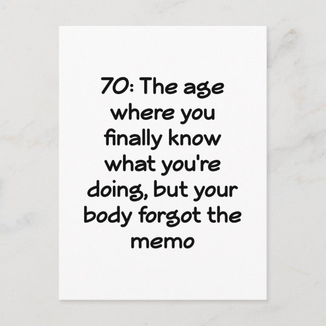 70-årsdag En busig hyllning till sju decennier Vykort (Framsida)