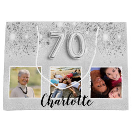 70-årsdag för fotot på silver glitter