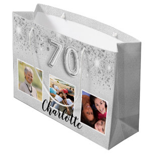 70-årsdag för fotot på silver glitter