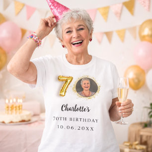 70-årsdag, foto av guld t shirt