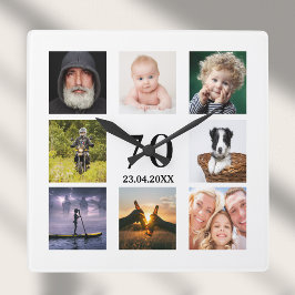 70-årsdag fotokollage kille fyrkantig klocka