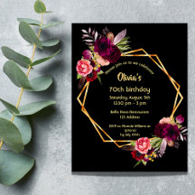 70-årsdag, guld-geometrisk svart blommigt