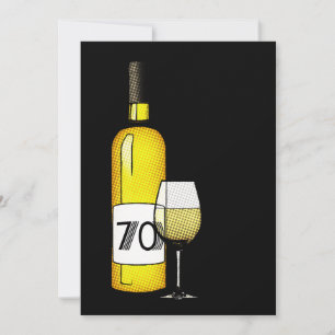 70-årsdag: halvtonsglaset vin flaska & inbjudningar