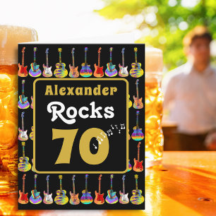 70-årsdag Retro Groovy Gitarr Personlig Kort