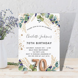 70-årsdagen av eleganten Eucalyptus greenery glitt Inbjudningar