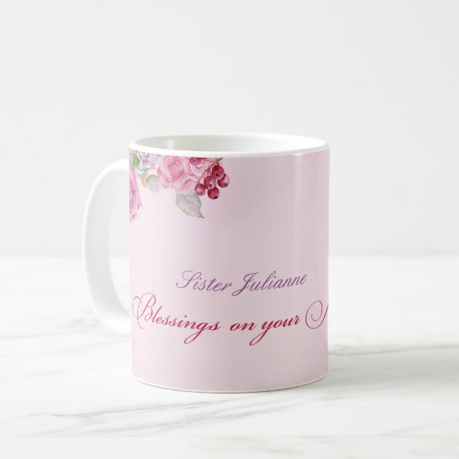 70-årsdagen av Religiösan Life-katolska nun Kaffemugg (Framsida vänster)