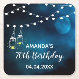 70-årsdagen blå ljussträngar i måne namn underlägg papper kvadrat