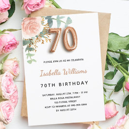 70-årsdagen blommigt ro guld eucalyptus greenery inbjudningar