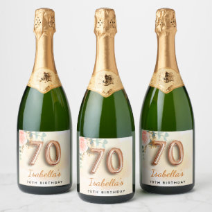 70-årsdagen blommigt ro guld eucalyptus monogram