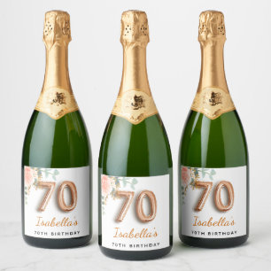 70-årsdagen blommigt ro guld eucalyptus monogram