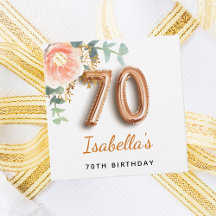 70-årsdagen blommigt ro guld eucalyptus monogram