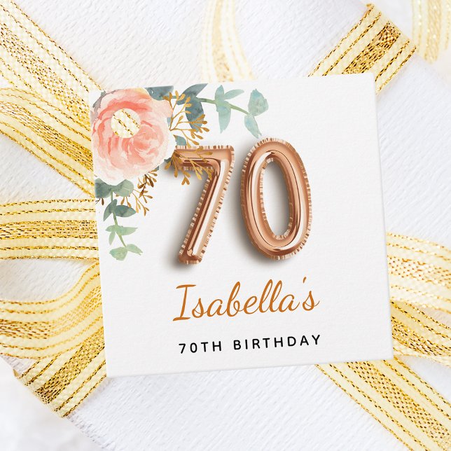 70-årsdagen blommigt ro guld eucalyptus monogram gåvor etiketter (Skapare uppladdad)