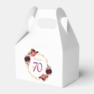 70-årsdagen blommigtar guld geometrisk burgundi presentaskar