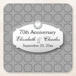 70-årsdagen Bröllop-årsdagen Platinum Z03 Underlägg Papper Kvadrat