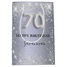 70-årsdagen för dammmonogrammet silver glitter