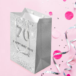 70-årsdagen för dammmonogrammet silver glitter