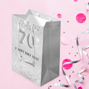 70-årsdagen för dammmonogrammet silver glitter
