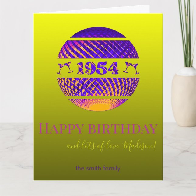 70-årsdagen för lycklig, färglös 1954-diskotek bol kort (Framsida)