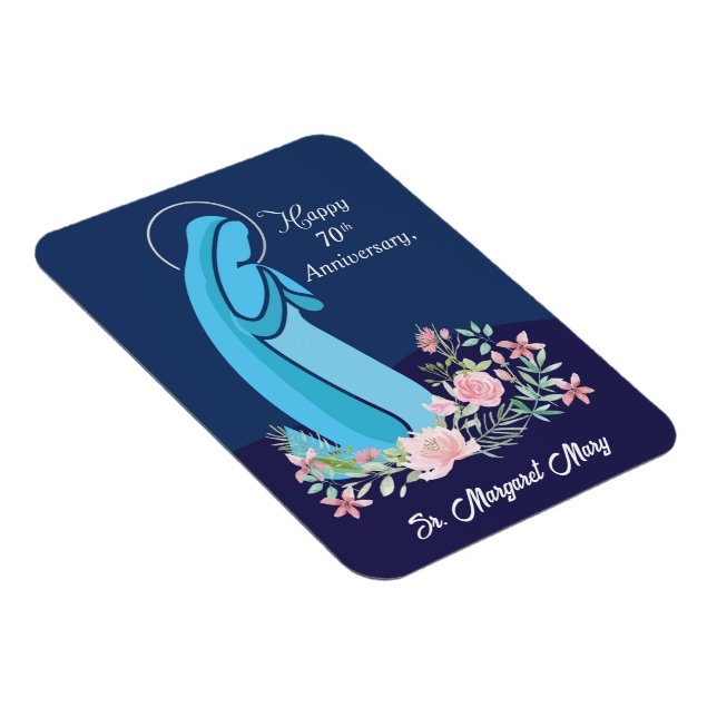 70-årsdagen för Religiösa Life Nun Rosa Flower Magnet (Högersidan)