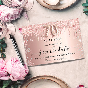 70-årsdagen för ro glitter, spara datumet meddelande vykort