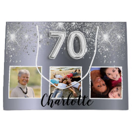70-årsdagen för silver glitter-dammfoto, monogram