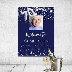70-årsdagen - foto av marinblå silver-stjärnor poster