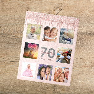 70-årsdagen glitter ger foto på rosan ro guld pussel