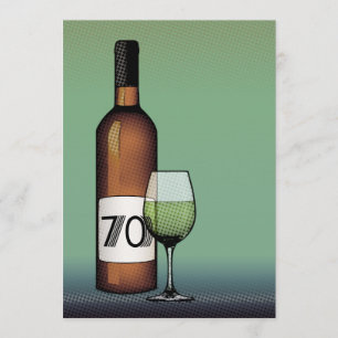 70-årsdagen : raster av vin flaska och glas inbjudningar