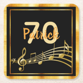 70-årsdagen svart guld musik noter namn underlägg papper kvadrat