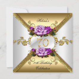 70-årsfest Eleganta lila guldröda rosor Inbjudningar