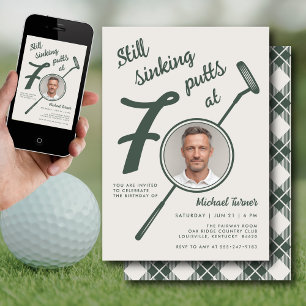 70-årsfest Foto Modern Golf Putter Grön Inbjudningar
