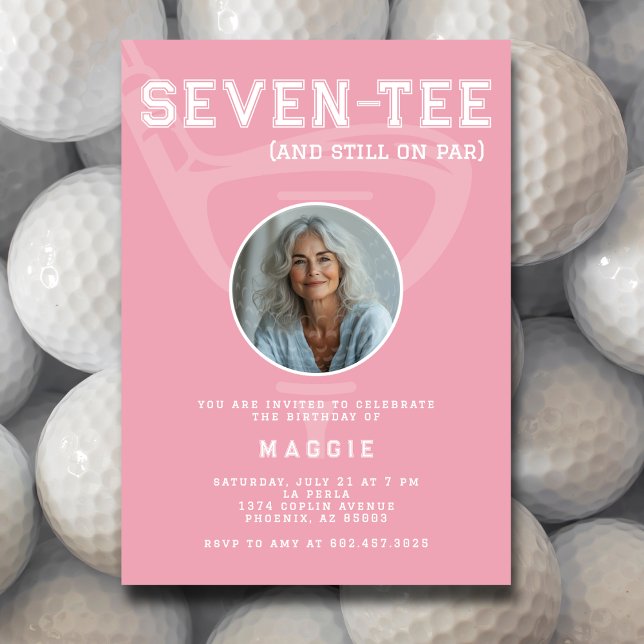 70-årsfest Golfklubb Foto Modern Rosa Inbjudningar (Skapare uppladdad)