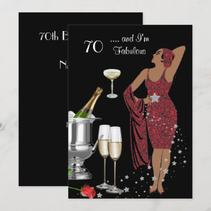70-årsfest Retro-Diva Art Deco Röd 2 Inbjudningar